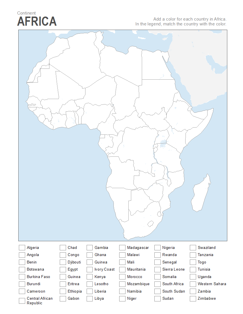 Africa Map Blank Printable Africa Map Blank Printable