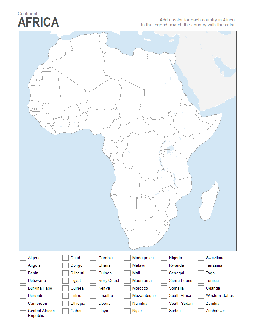 Africa Map Blank Printable