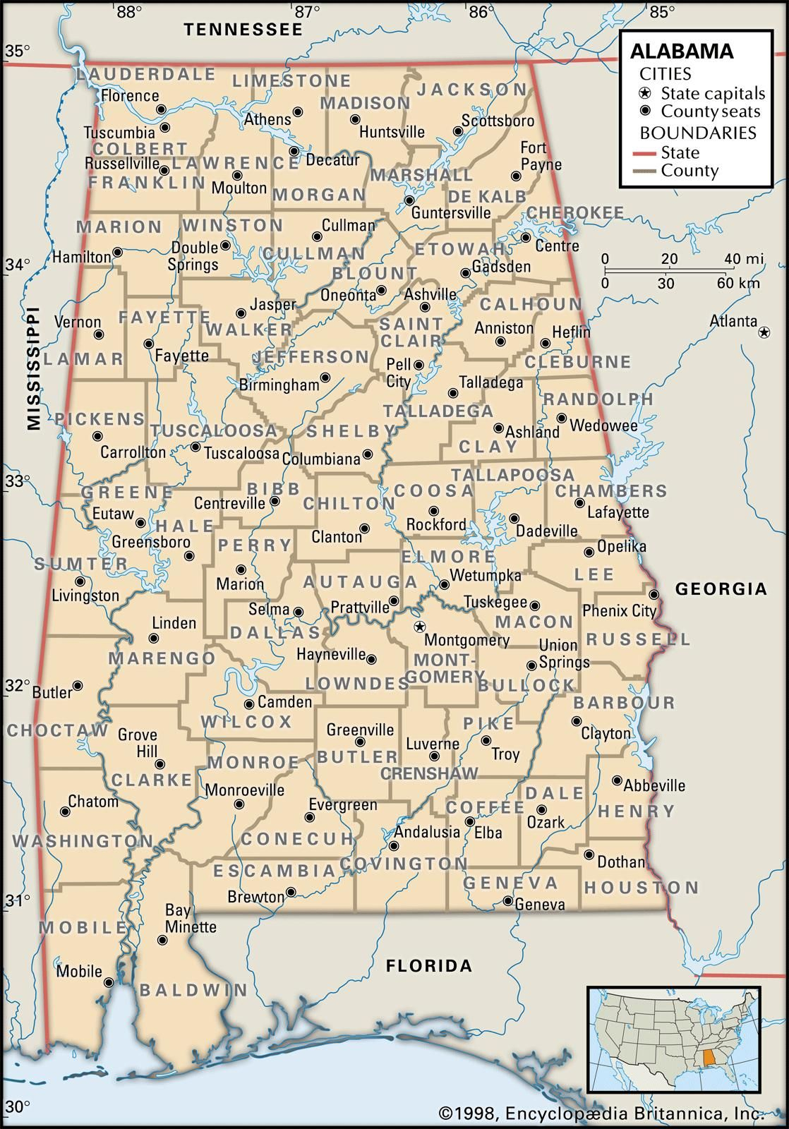 Alabama Maps And Atlases Map Alabama Political Map