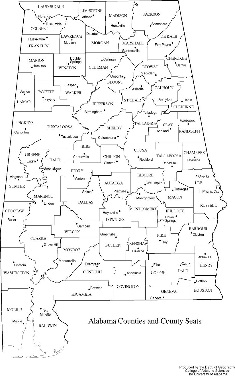Alabama County Map Printable Printable Map of The United States