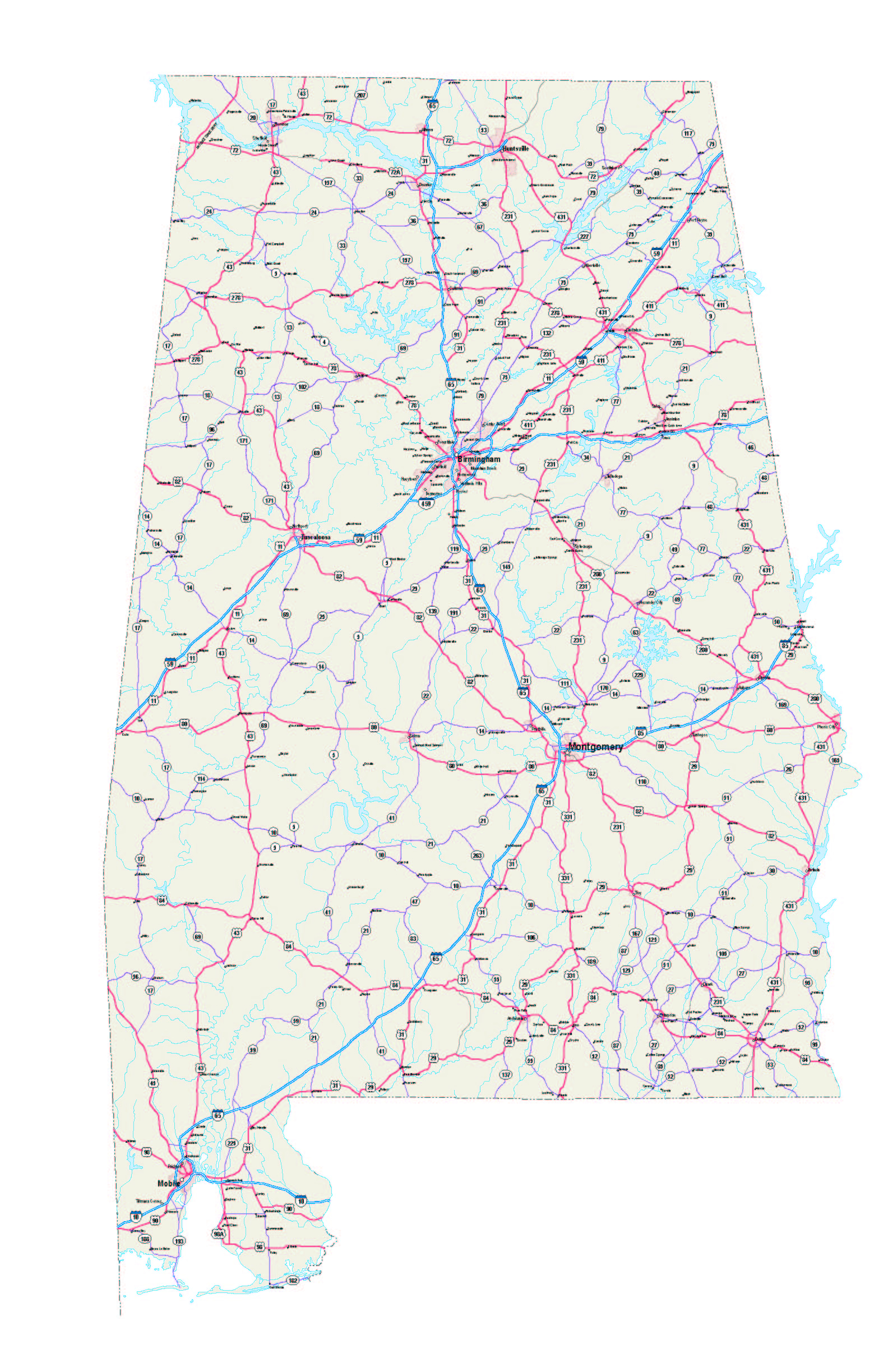 Alabama Maps Free Printable Alabama Road Maps