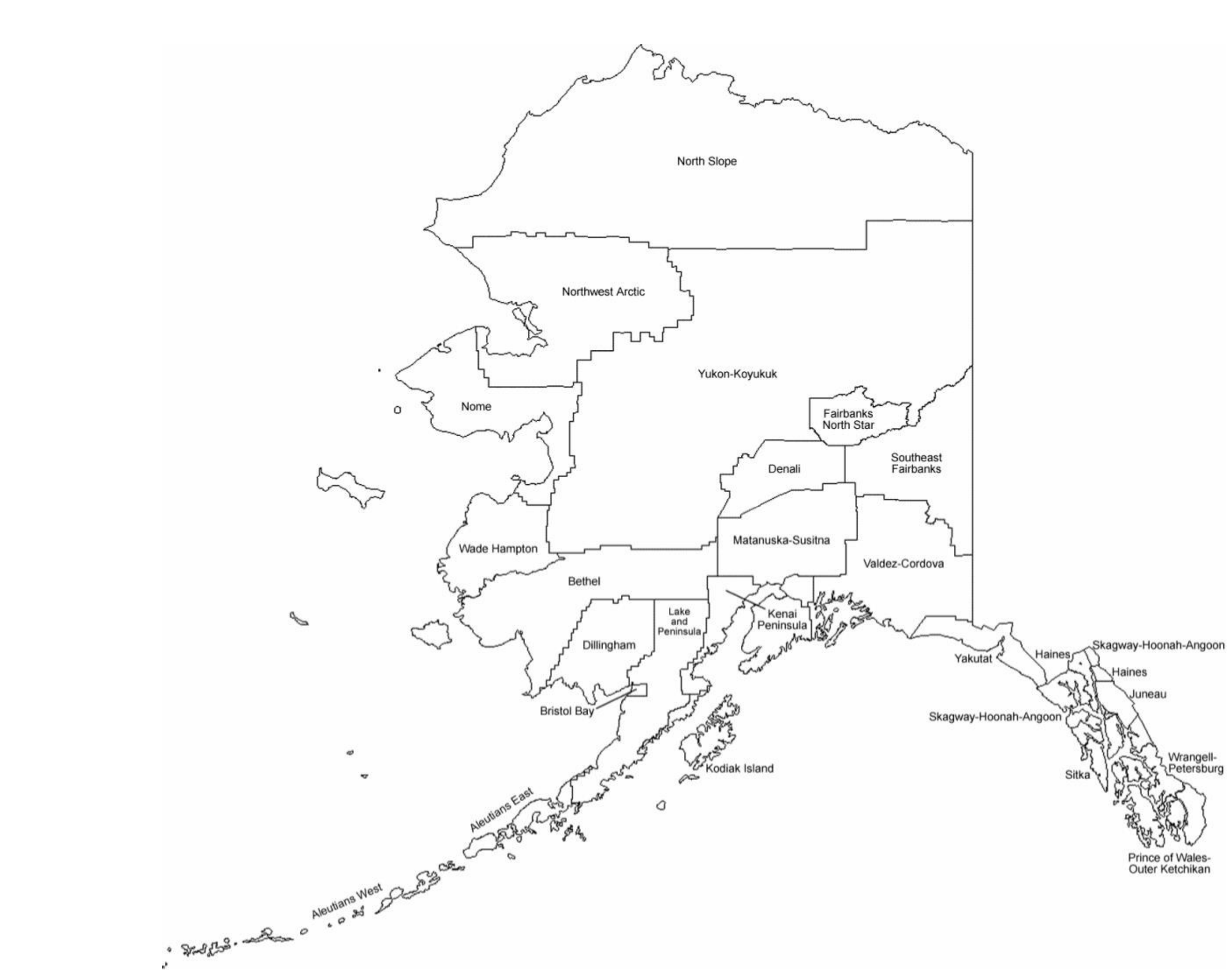 Alaska Borough Map With Borough Names Free Download