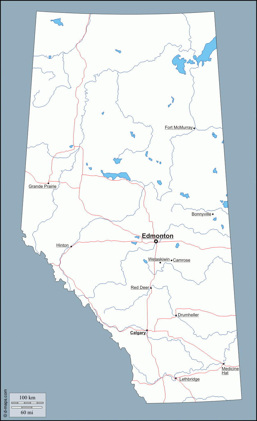 Printable Map Of Alberta