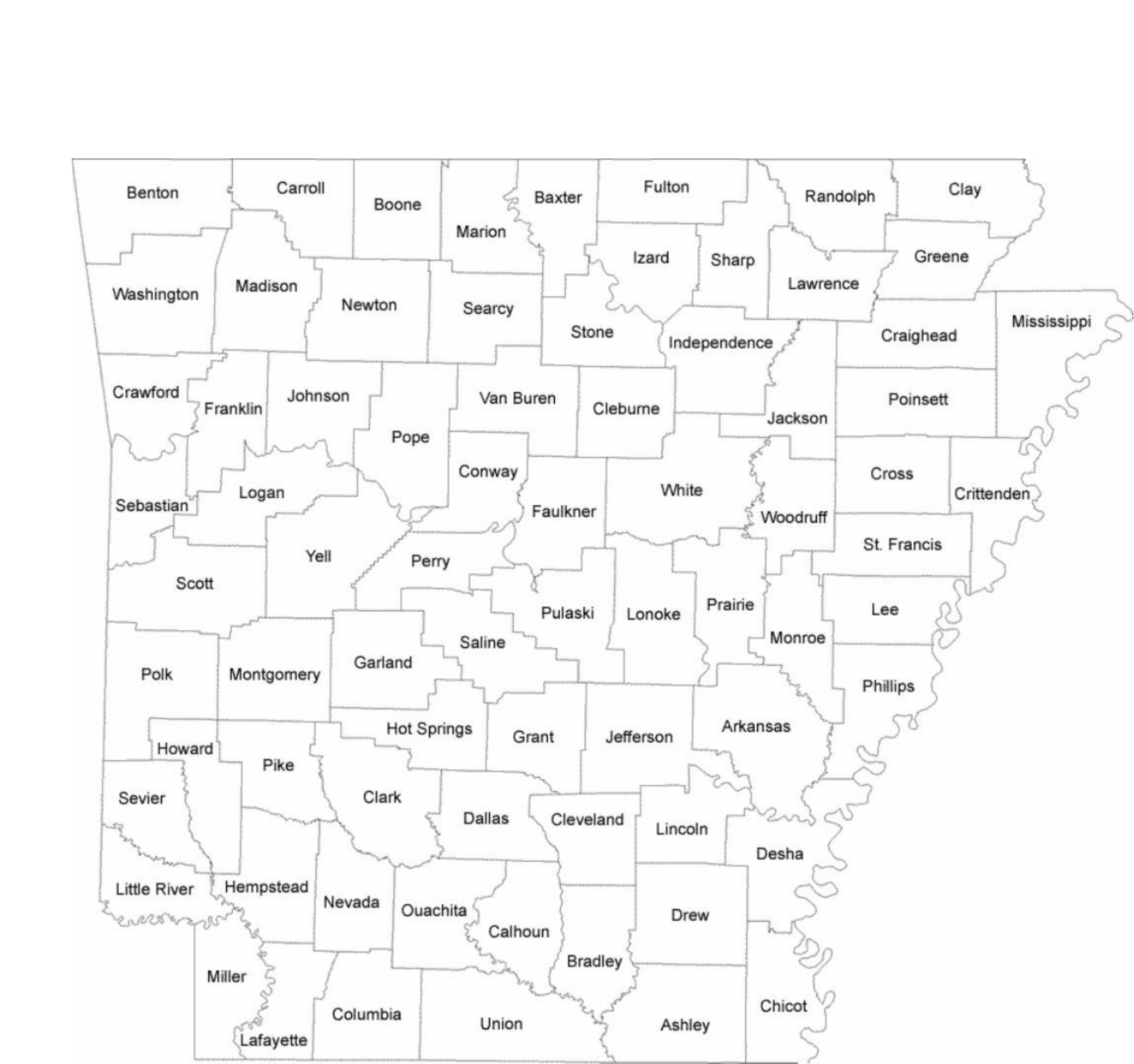 Arkansas County Map With County Names Free Download