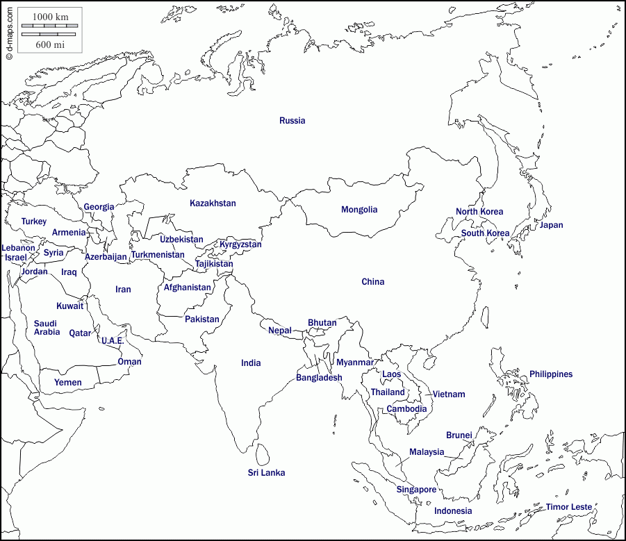 Asia Free Map Free Blank Map Free Outline Map Free Base 