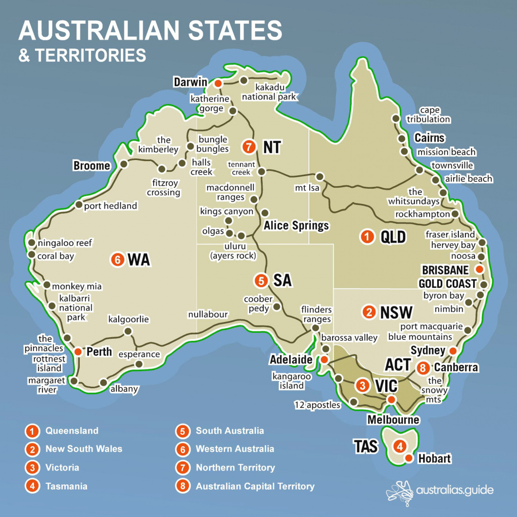 Australian States And Territories Map Printable Map Australian States And Territories Map Printable Map