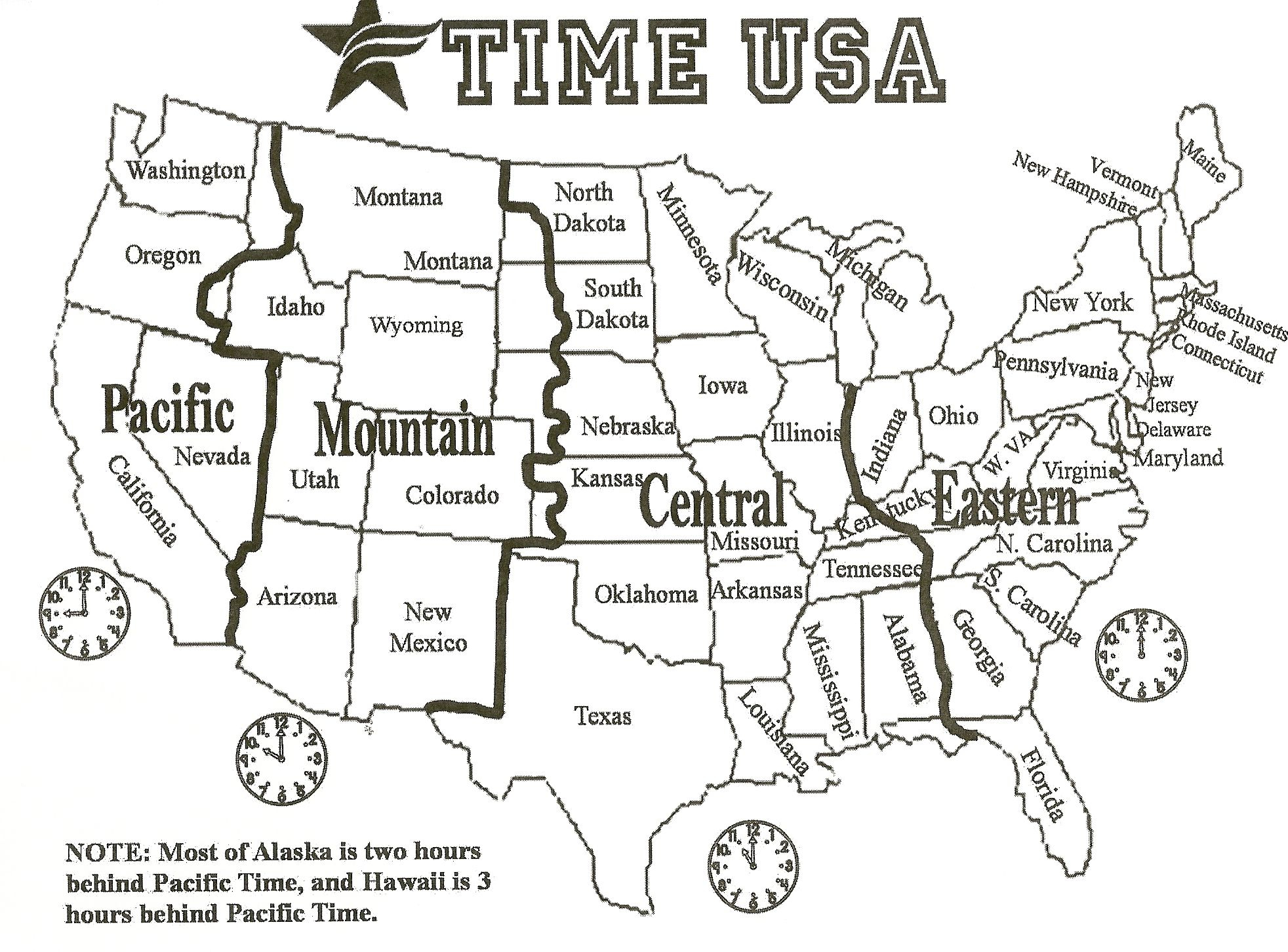 BLACK AND WHITE Us Time Zone Map Google Search Time 