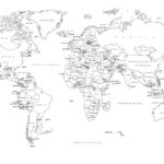 Black and White World Map Labeled Countries World Map