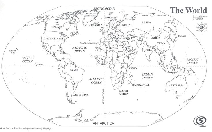 Black And White World Map With Continents Labeled Best Of