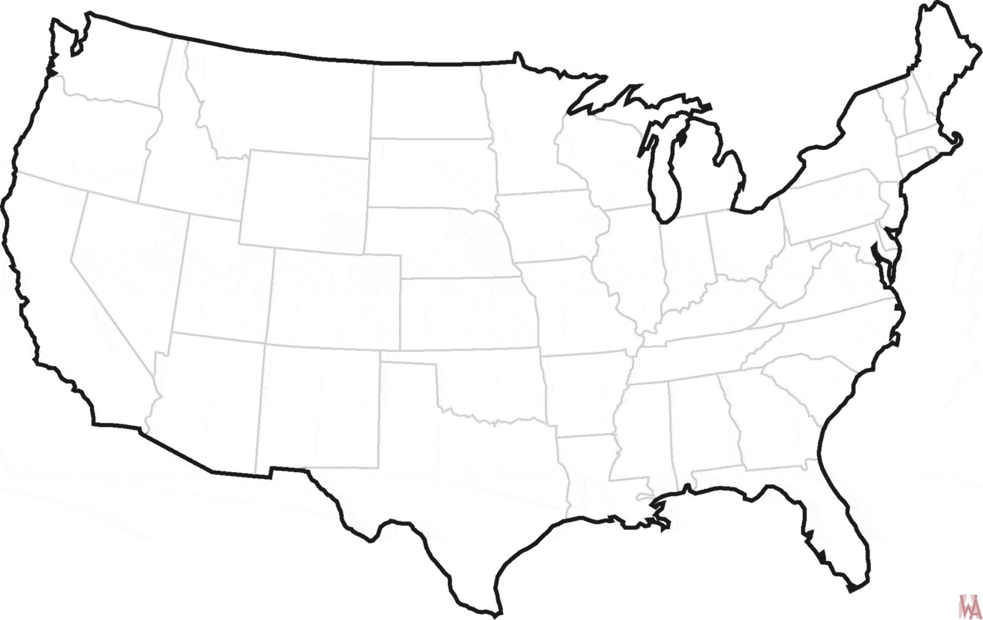 Blank Outline Map Of The United States WhatsAnswer