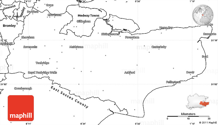 Blank Simple Map Of Kent County