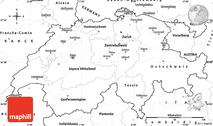 Blank Simple Map Of Switzerland Blank Simple Map Of Switzerland