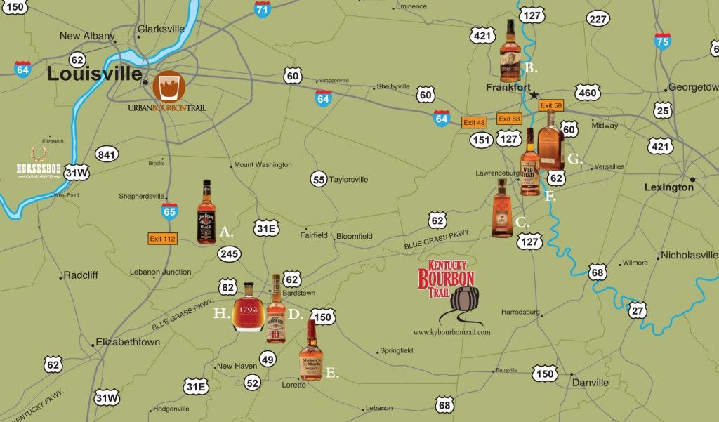 Printable Kentucky Bourbon Trail Map Printable Map of The United States