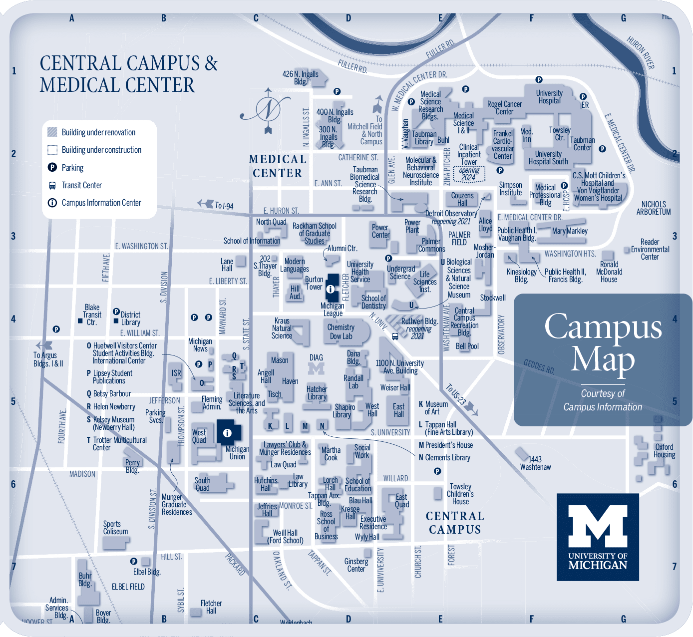 Campus Map University Of Michigan Online Visitor s Guide