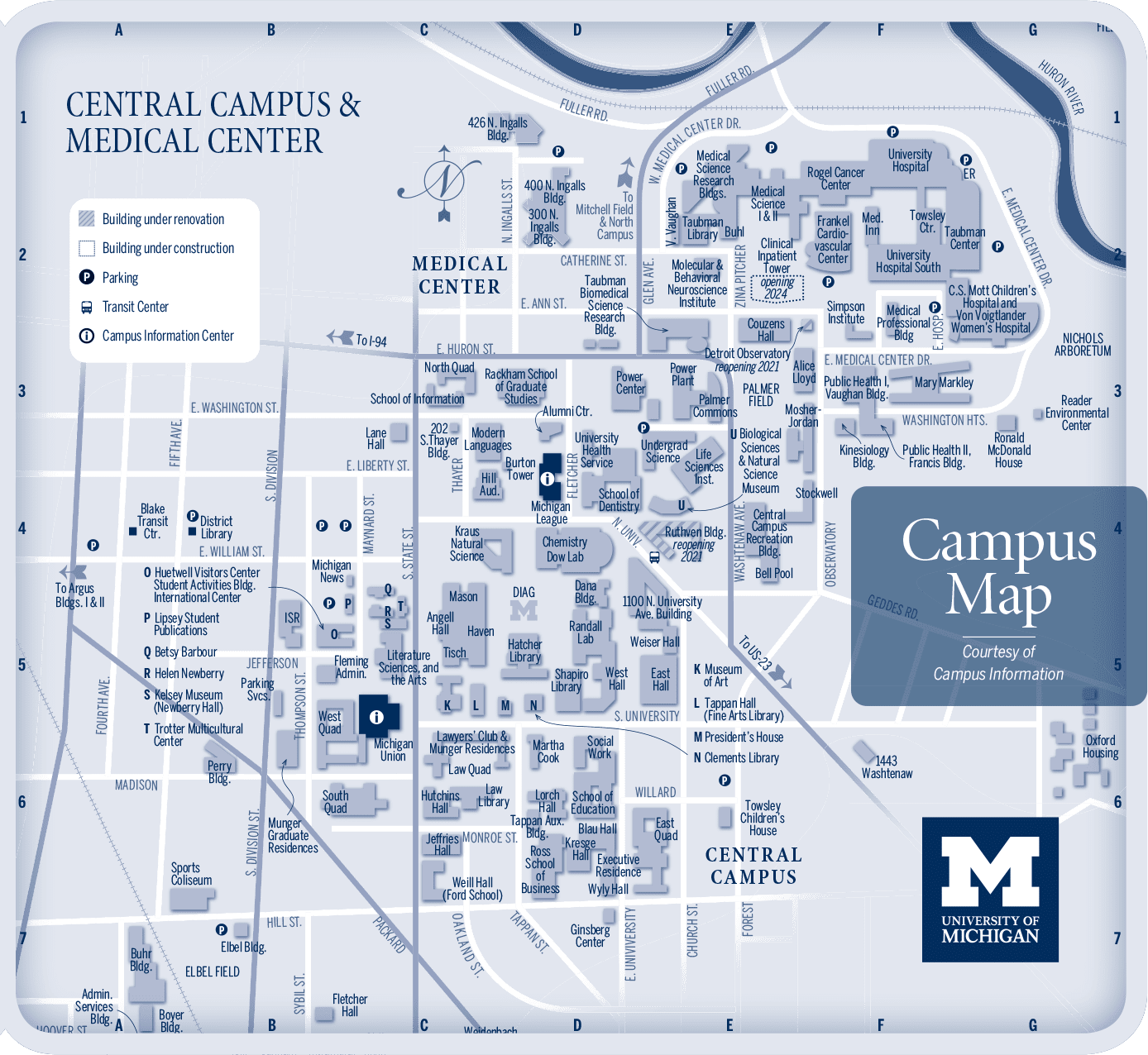 Campus Map University Of Michigan Online Visitor S Guide 