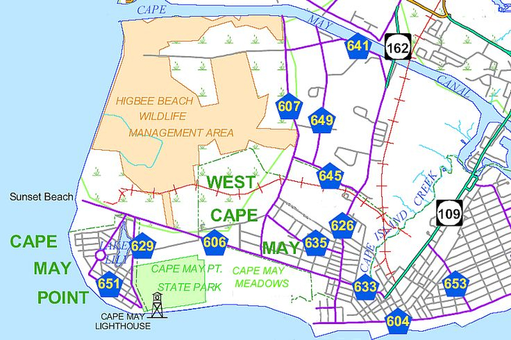 Cape May Birding And Nature Spots Map Cape May Cape 