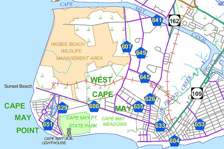 Cape May Birding And Nature Spots Map Cape May Cape Cape May Birding And Nature Spots Map Cape May Cape
