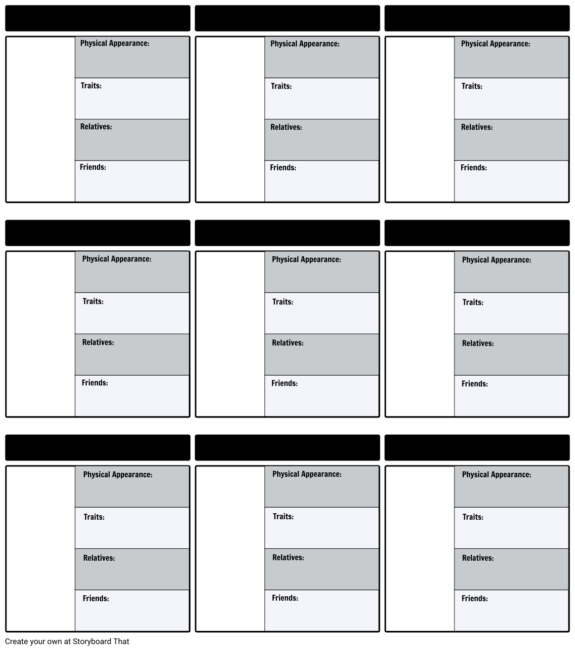 Character Map Template Storyboard By Kristy littlehale