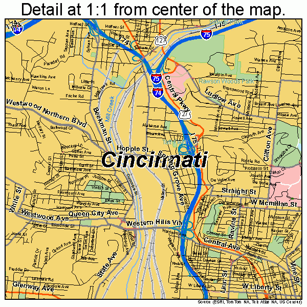 Cincinnati Ohio Street Map 3915000 Cincinnati Ohio Street Map 3915000