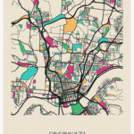 Cincinnati Ohio Street Map Canvas Print By Geekmywall