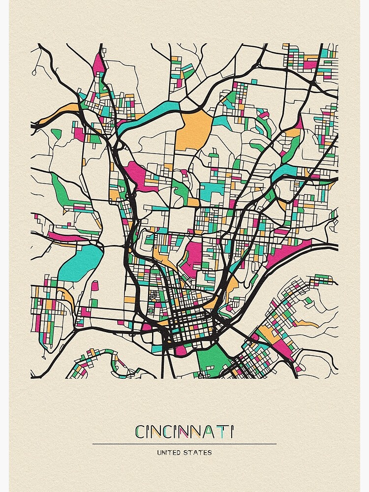  Cincinnati Ohio Street Map Canvas Print By Geekmywall 