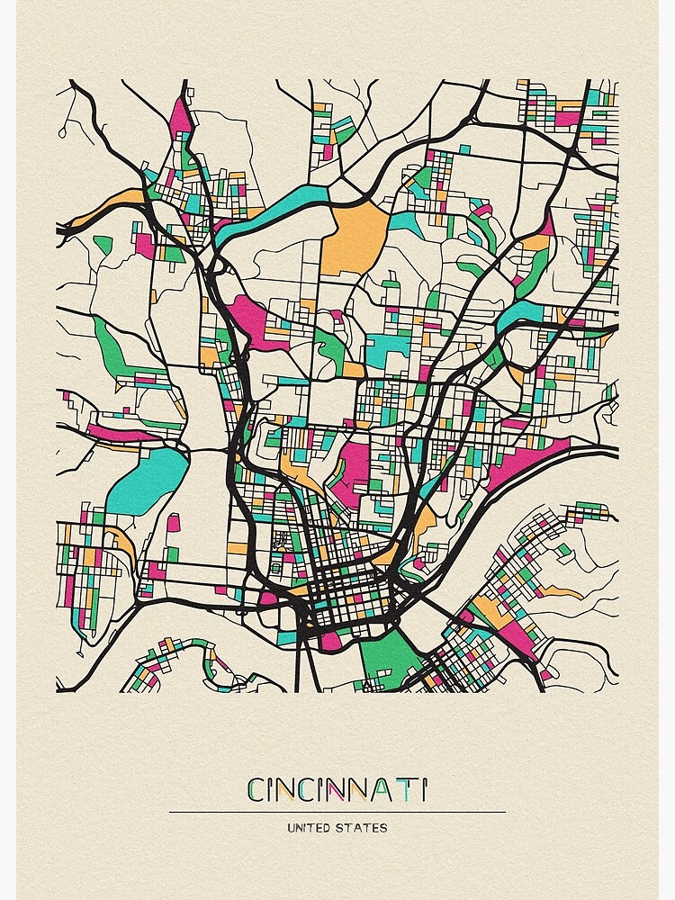 Cincinnati Ohio Street Map Canvas Print By Geekmywall Cincinnati Ohio Street Map Canvas Print By Geekmywall