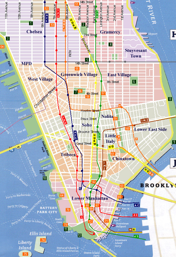 City Of New York Downtown Map New York Map