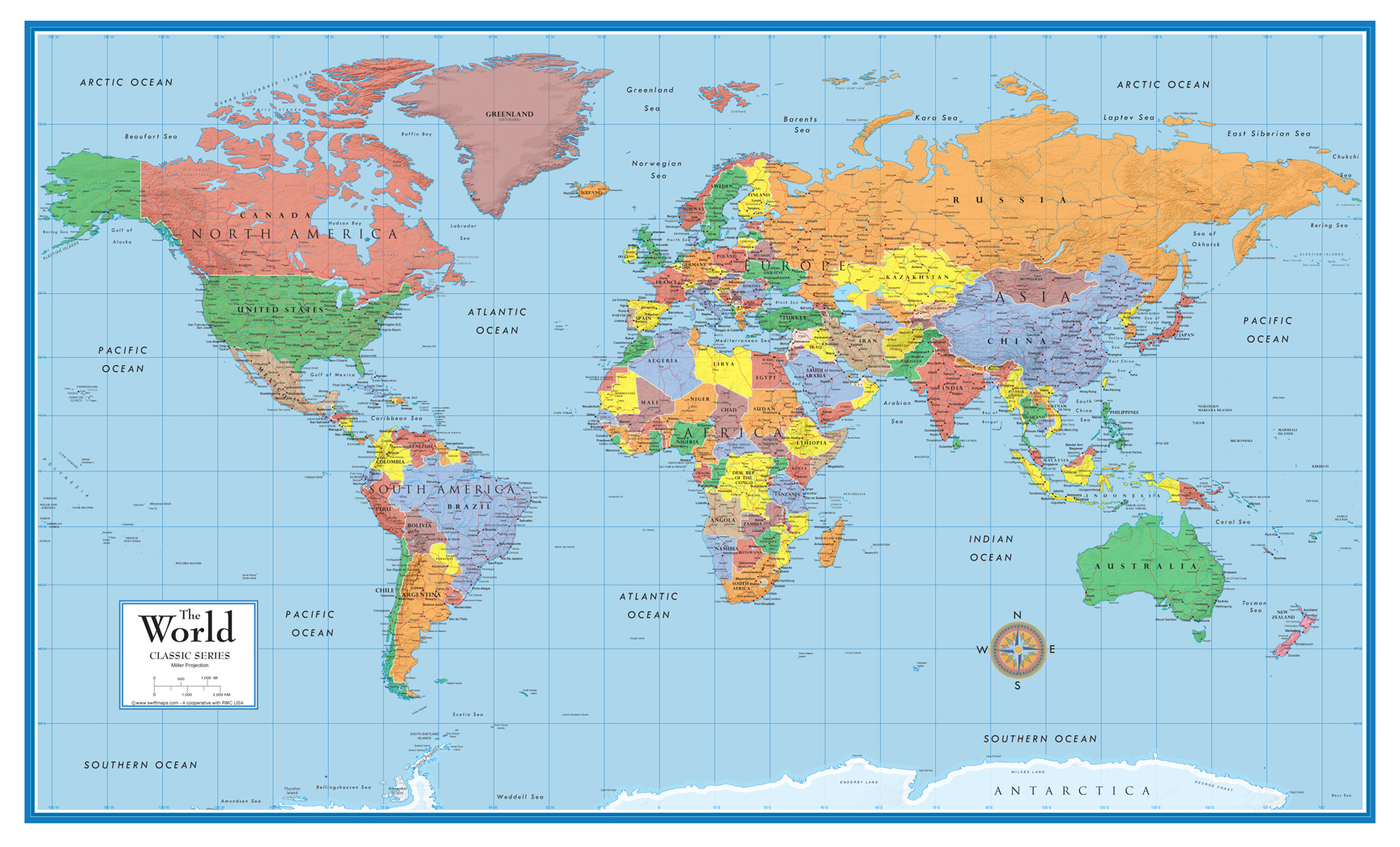 Classic Elite Framed World Wall Map Poster Mural Classic Elite Framed World Wall Map Poster Mural