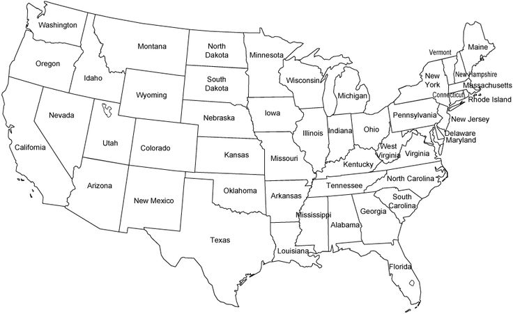 Contiguous United States Black And White Outline Map Us 