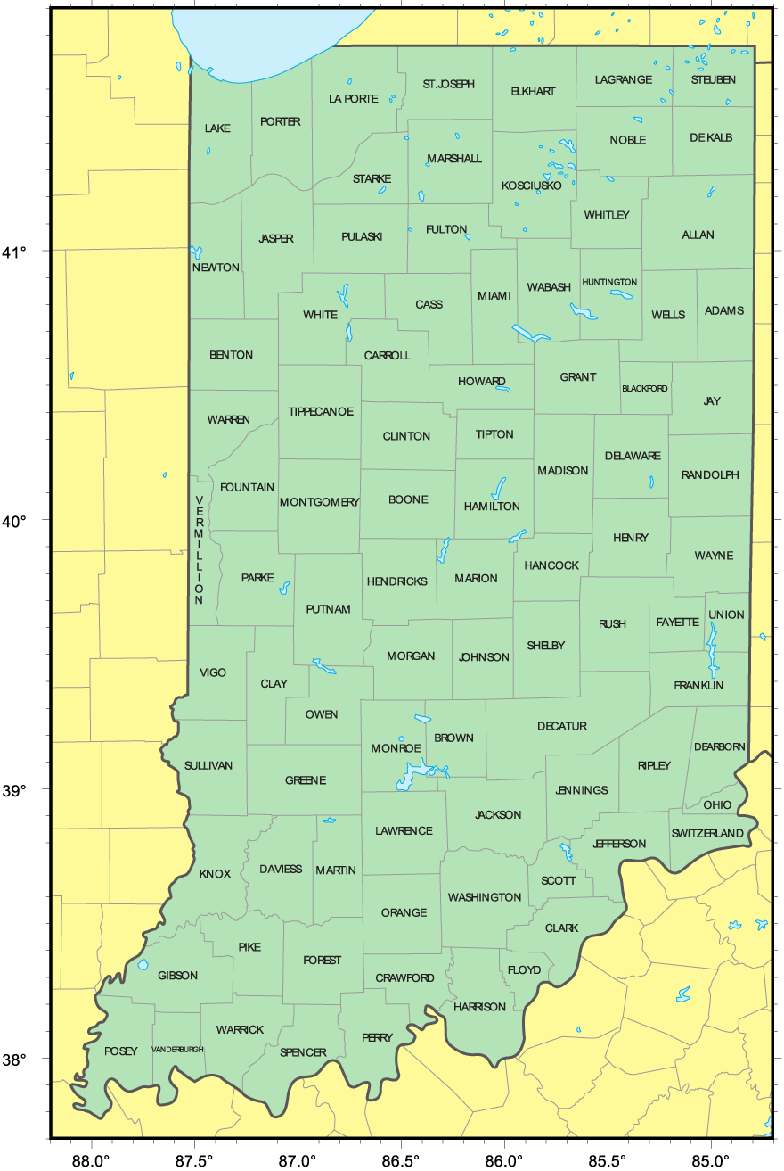 Counties Map Of Indiana Mapsof Net Counties Map Of Indiana Mapsof Net