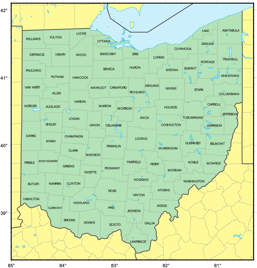 Counties Map Of Ohio Mapsof Net