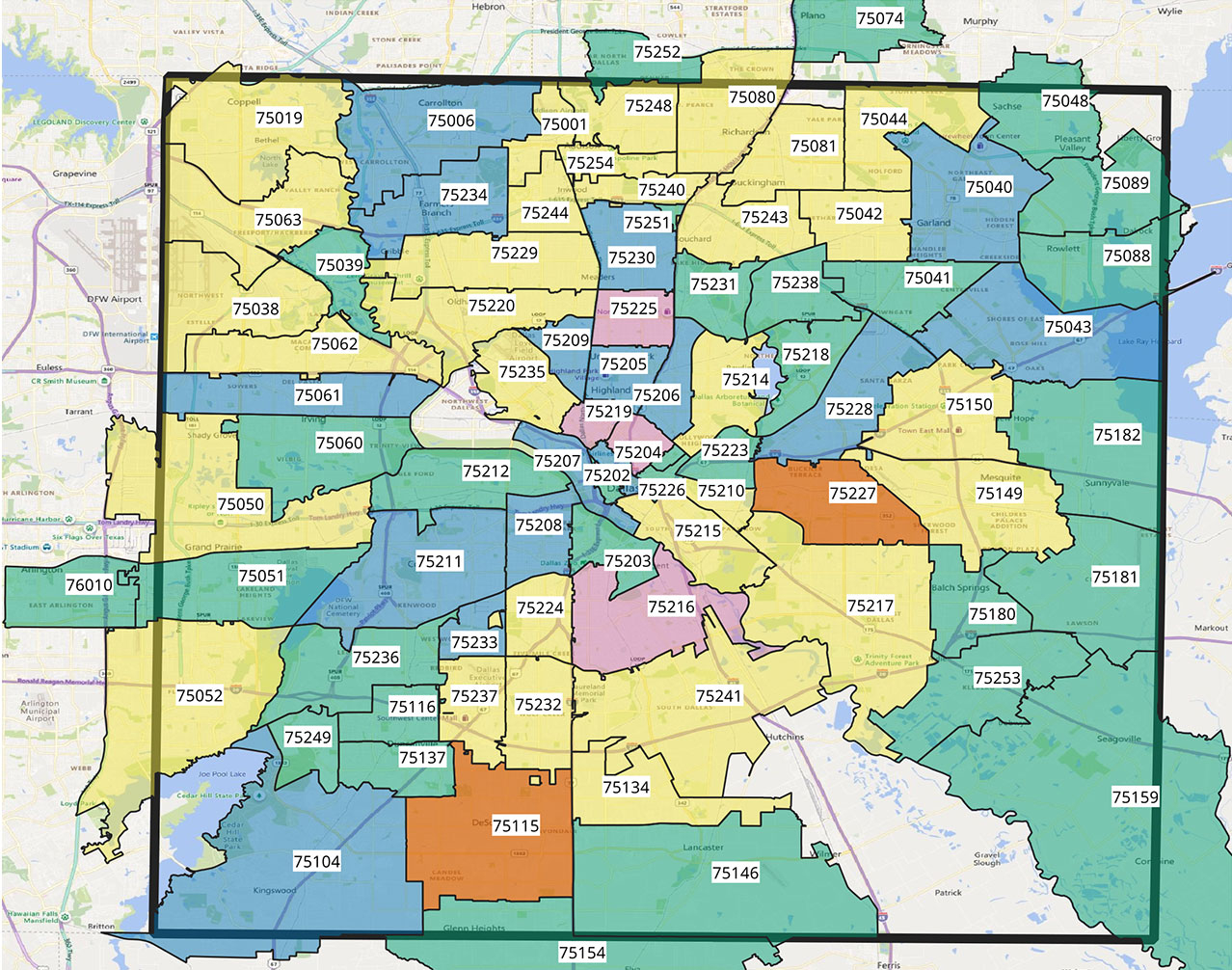 Dallas County Zip Code Map Map Of Zip Codes Dallas County Zip Code Map Map Of Zip Codes