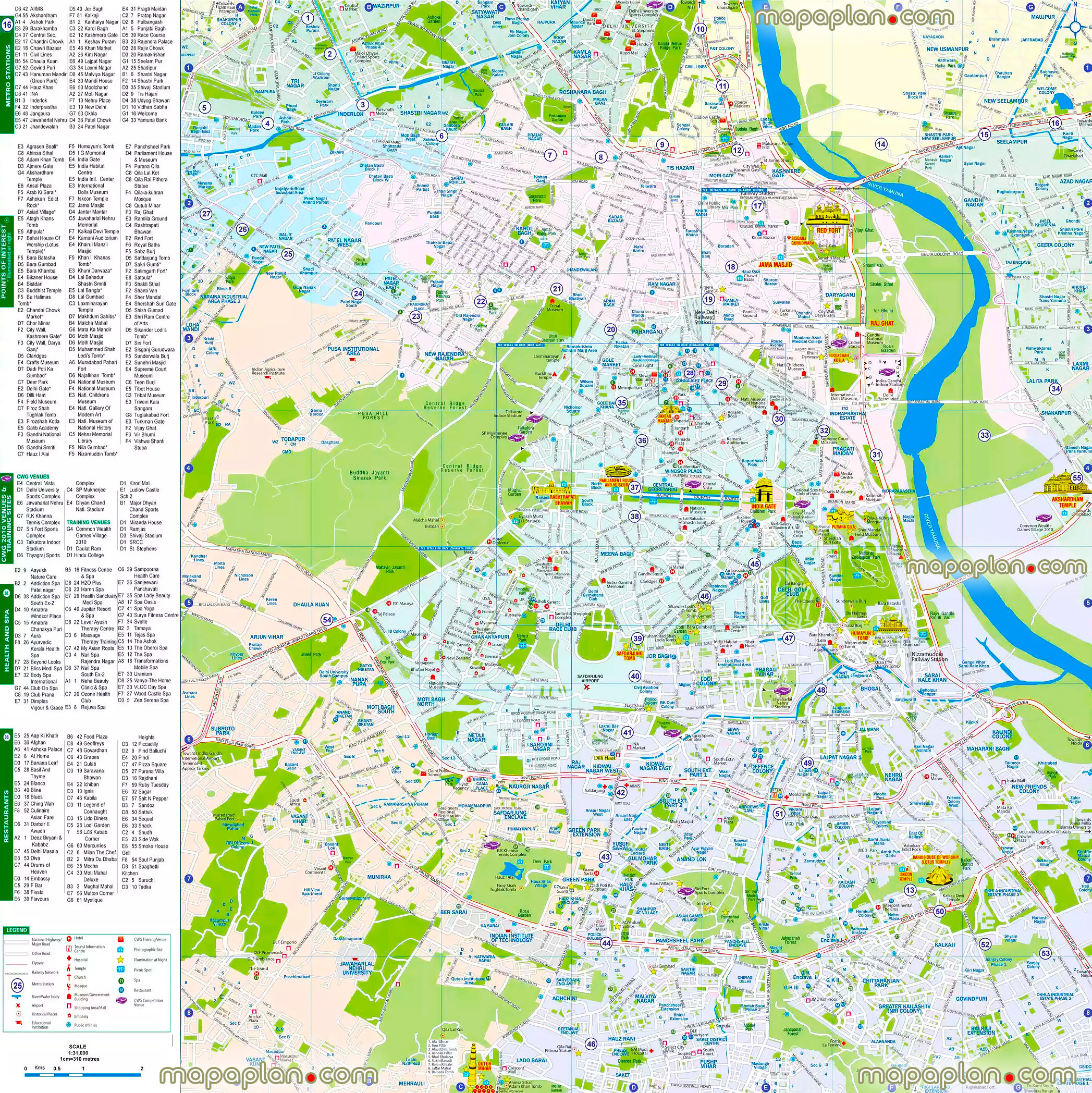 Delhi Map Greater Delhi Metropolitan Area Attractions 