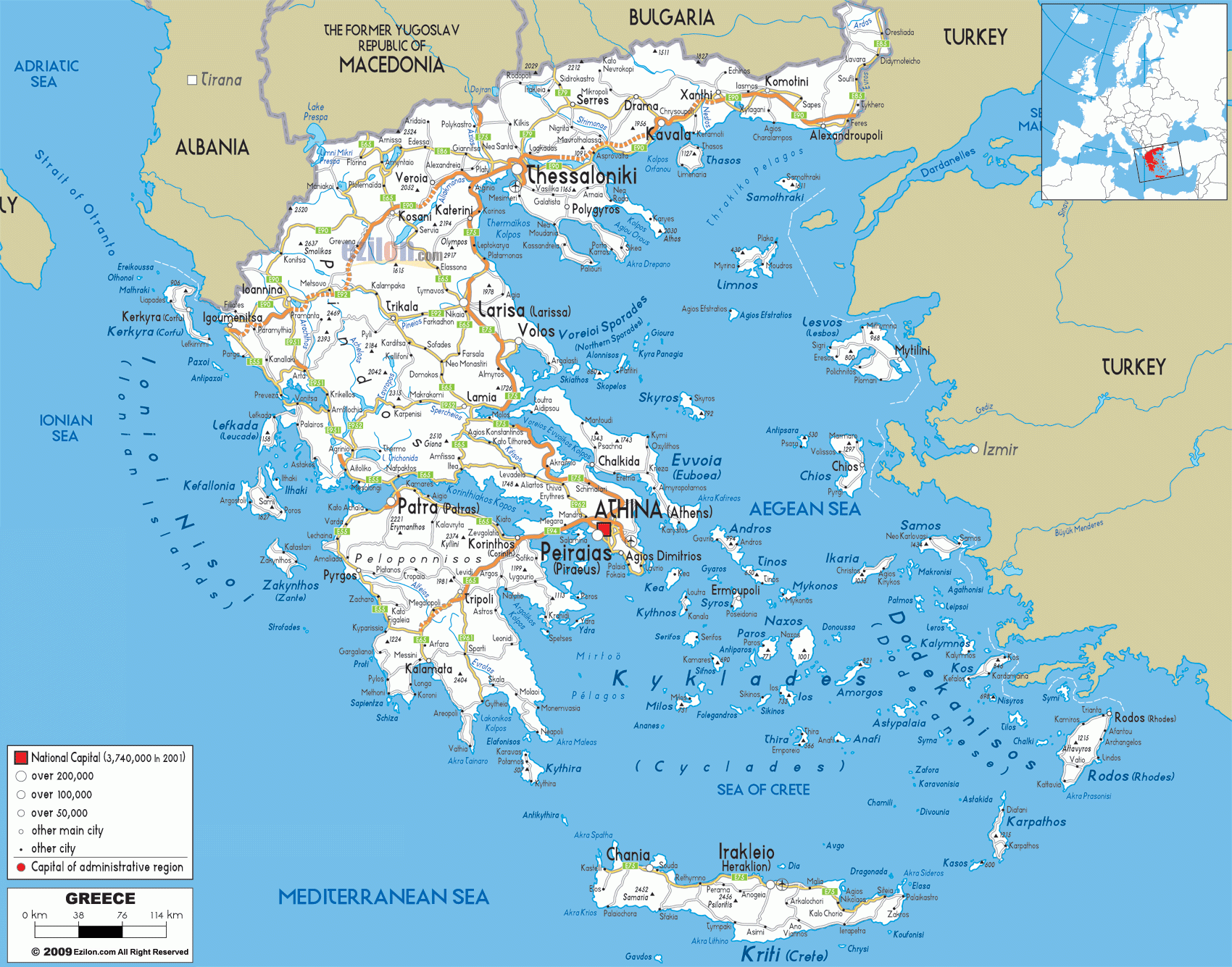 Detailed Clear Large Road Map Of Greece Ezilon Maps