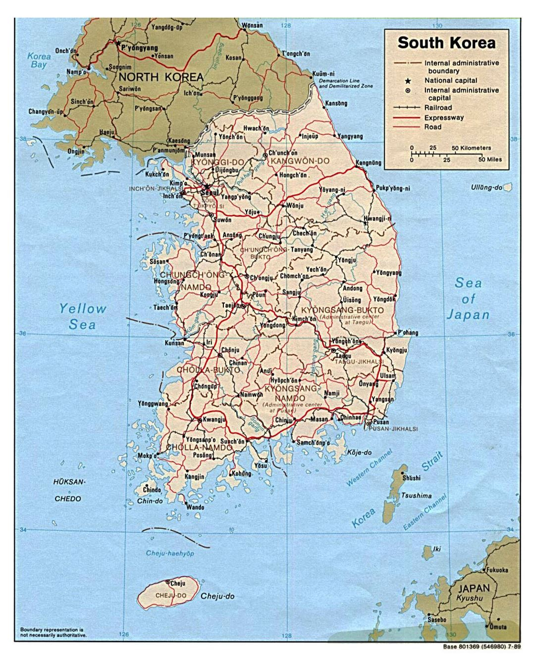 Detailed Political And Administrative Map Of South Korea 