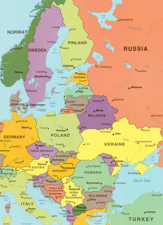 Digital Modern Map Of Europe Printable Download Large Digital Modern Map Of Europe Printable Download Large