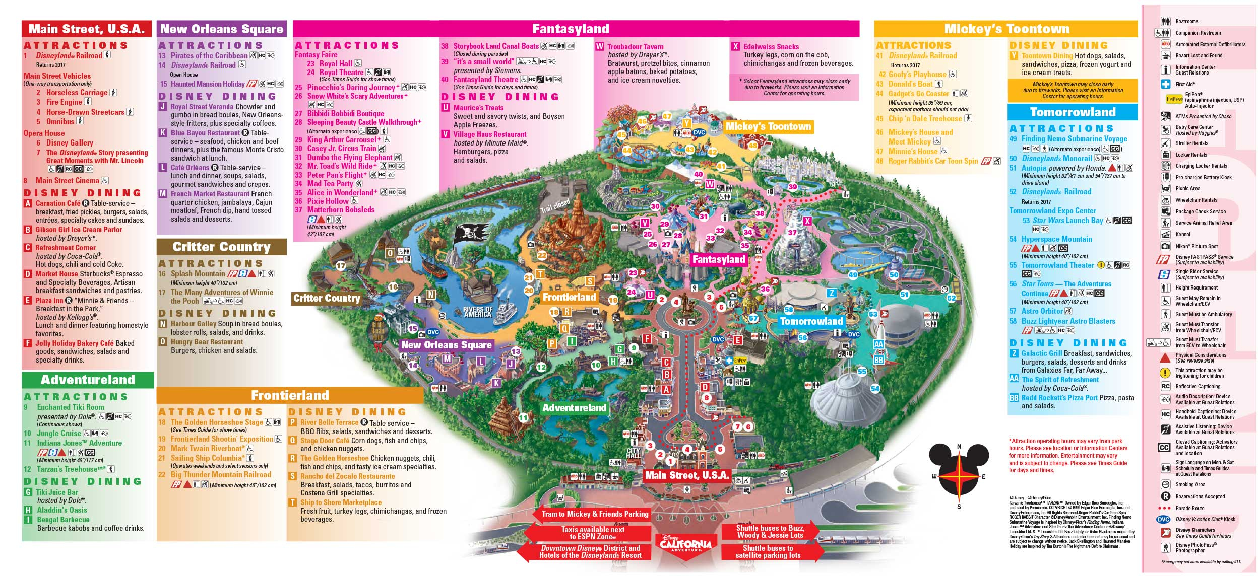Disneyland Park Map In California Map Of Disneyland