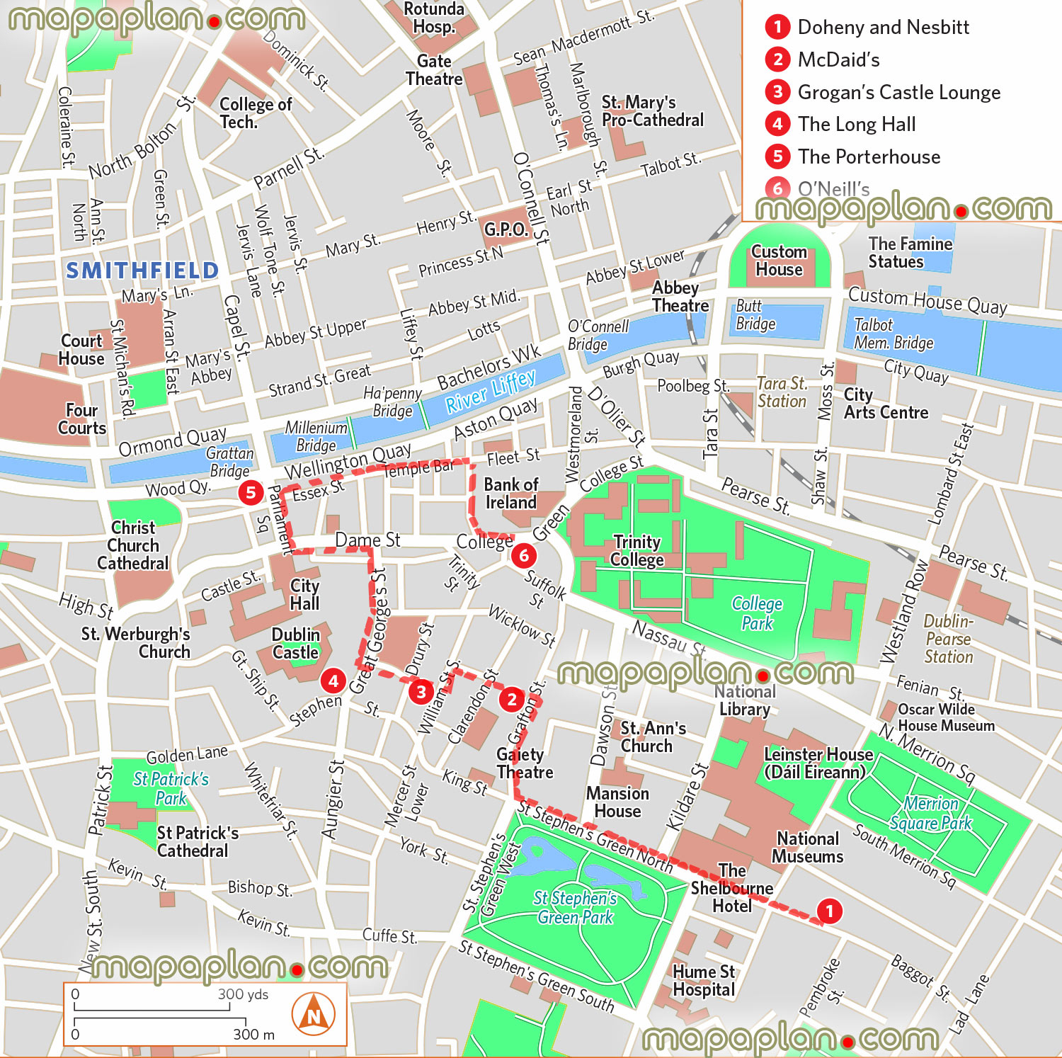 Dublin City Map Tourist Fashion Design Images