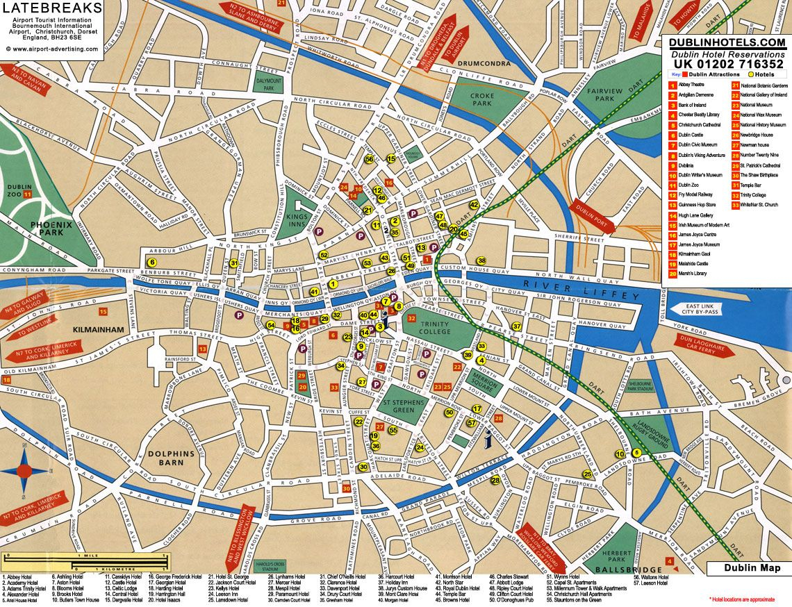 Dublin Tourist Map Dublin Ireland Mappery Dublin 