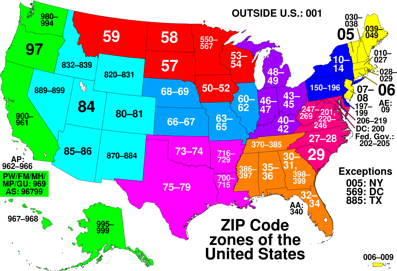 File ZIP Code Zones svg Wikimedia Commons