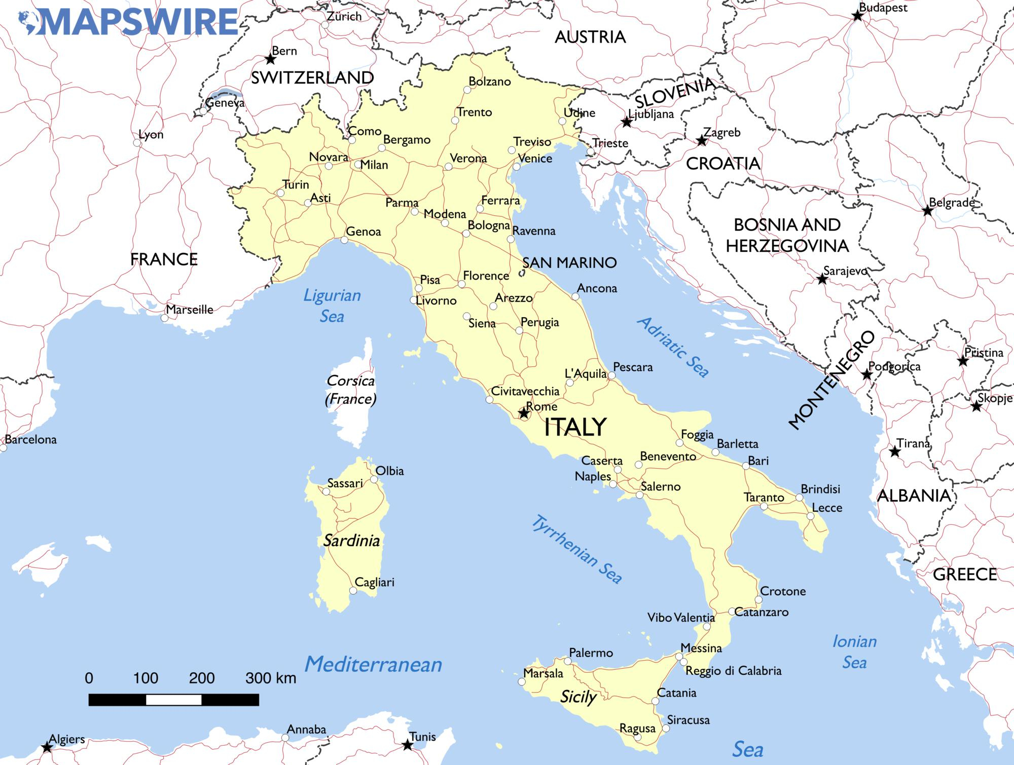 Free Maps Of Italy Mapswire
