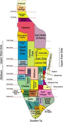 Free Print Manhattan Neighborhood Map New York 