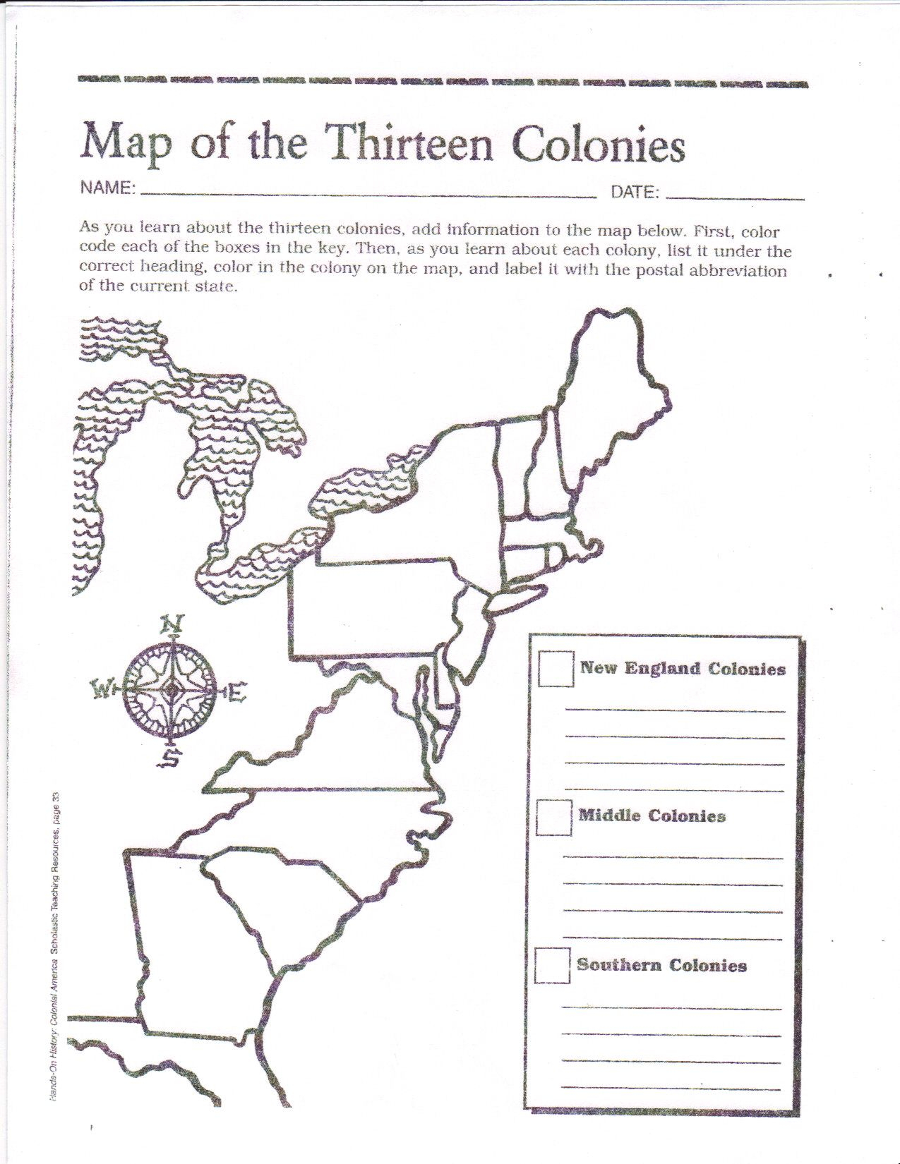 Free Printable 13 Colonies Map 13 Colonies Map 