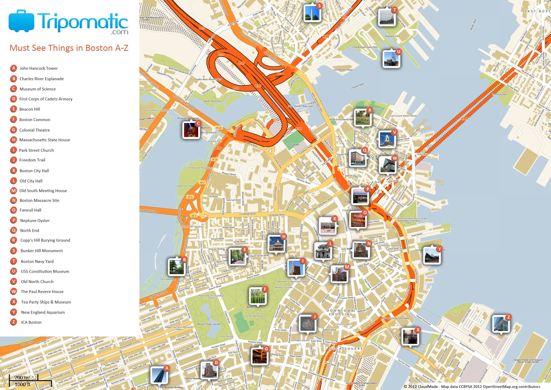 Free Printable Map Of Boston MA Attractions See 