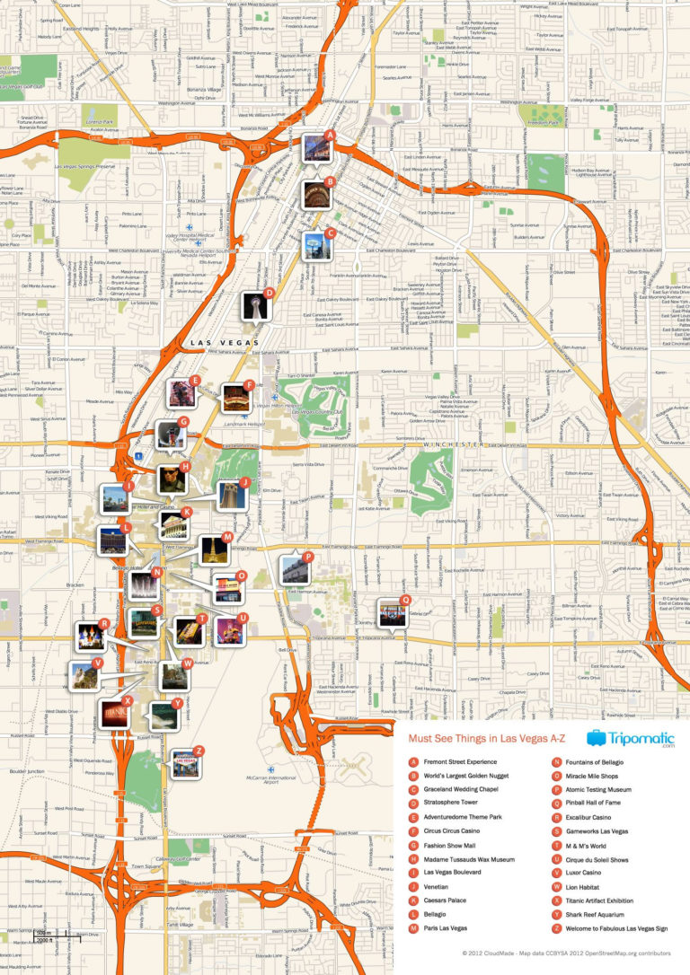 Free Printable Map Of Las Vegas Attractions Vegas