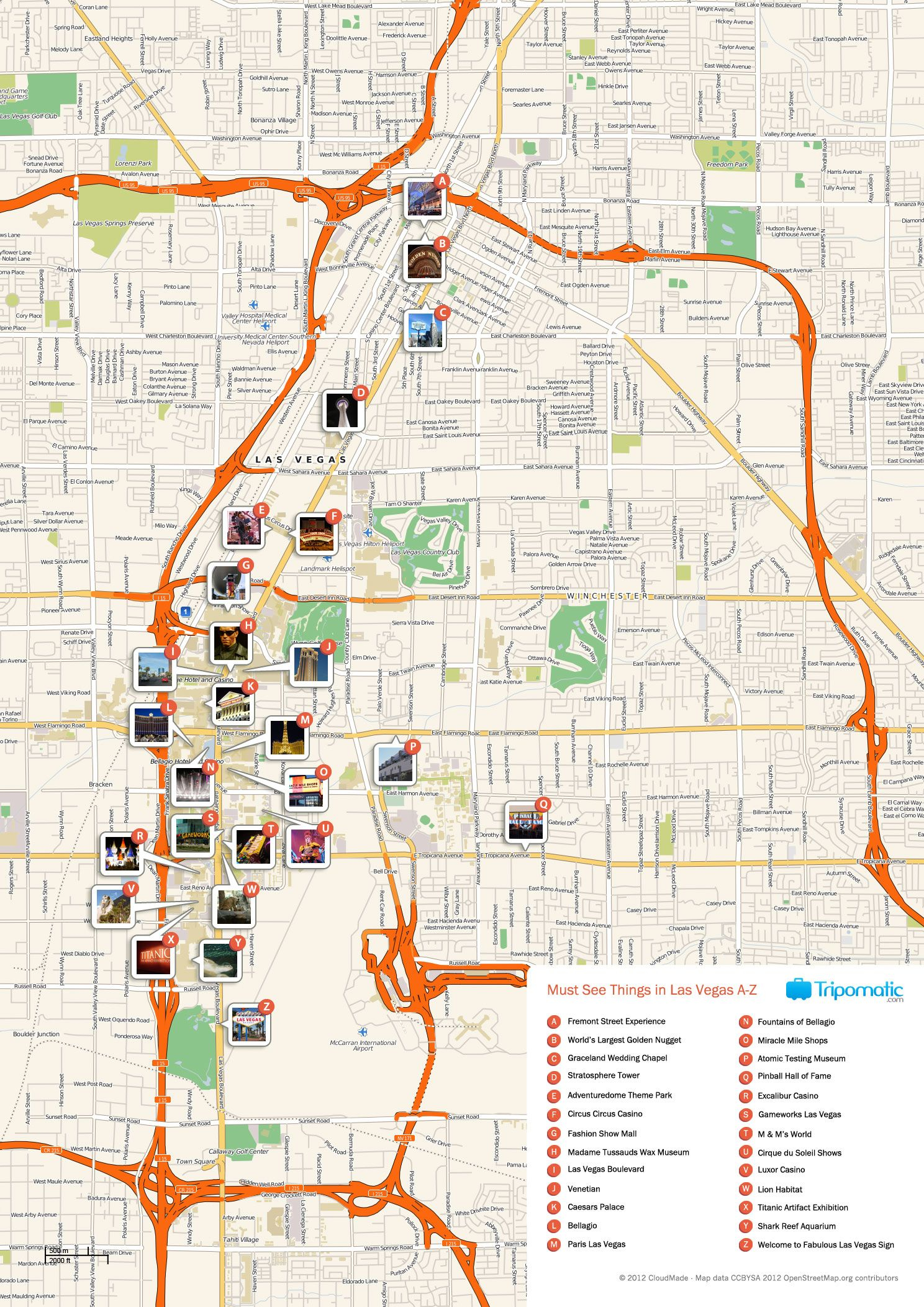 Free Printable Map Of Las Vegas Attractions Vegas 