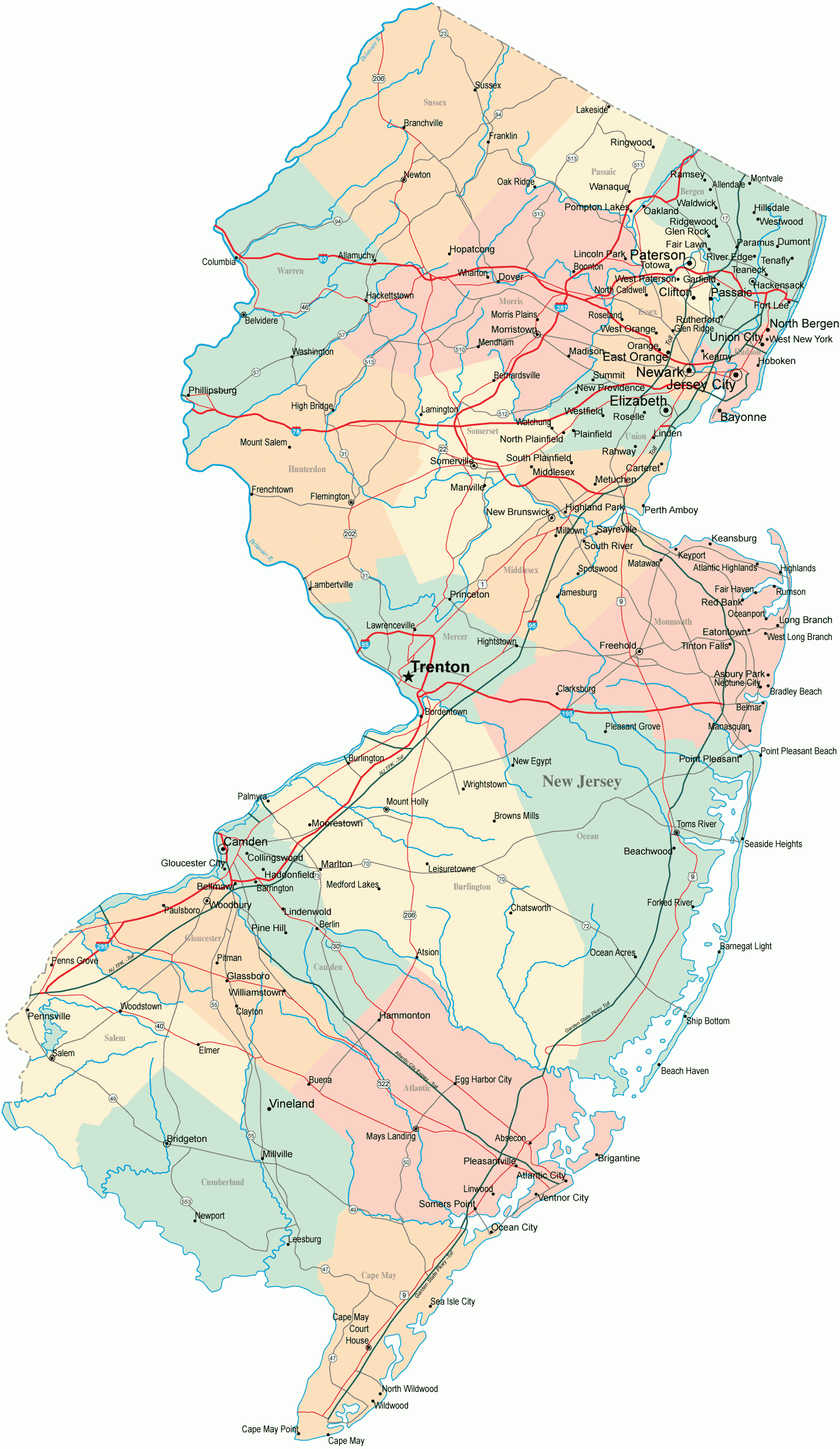 Free Printable Maps State Map Of New Jersey Print For Free