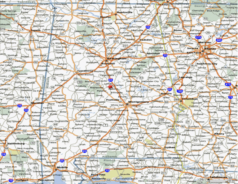 Free Printable Maps State Of Alabama Road Map Print For