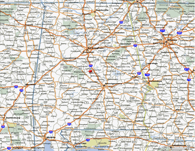 Free Printable Maps State Of Alabama Road Map Print For 