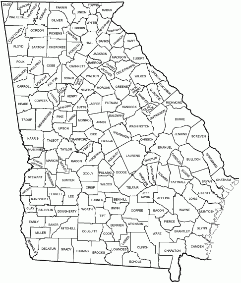 Georgia Counties Map Georgia Counties Map